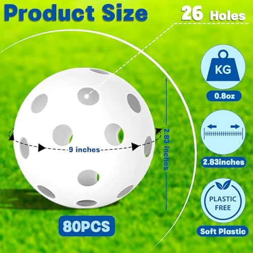 Coopay 24/80 Pack Practice Baseball SoftBalls Plastic Training Balls - Image 2