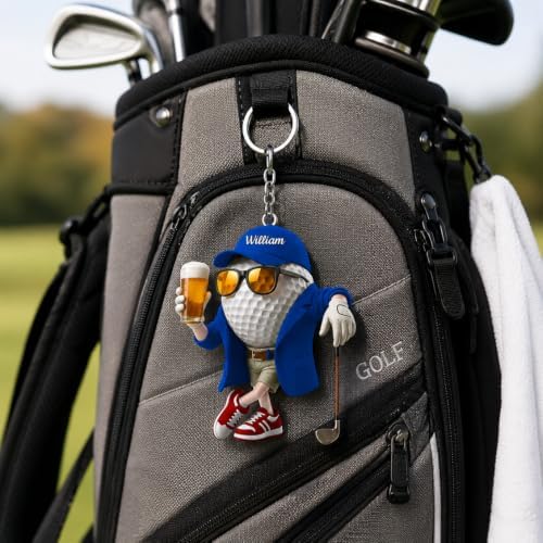 LASFOUR Personalized Golf Player Keychain, Golf Ball Gift - Image 3