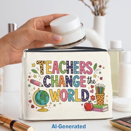 Teacher Gift Makeup Bag, Teacher Appreciation Cosmetic Pouch - Image 6