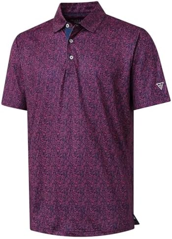 M MAELREG Mens Golf Shirt Short Sleeve Dry Fit Print Moisture Wicking by MAELREG