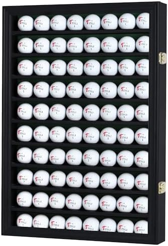 DisplayGifts 80 Golf Ball Display Case Cabinet Wall Rack Holder Solid Wood Frame by Display+Accessories