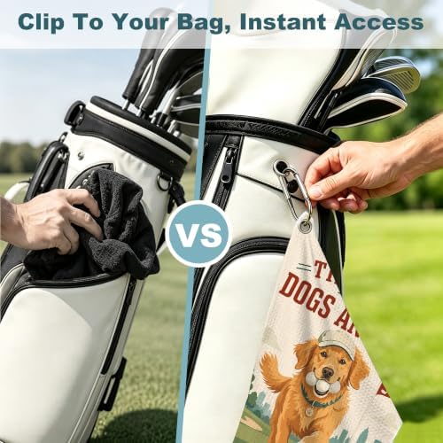 Cute Dog Golf Towel with Bag Clip, Gift - Image 5