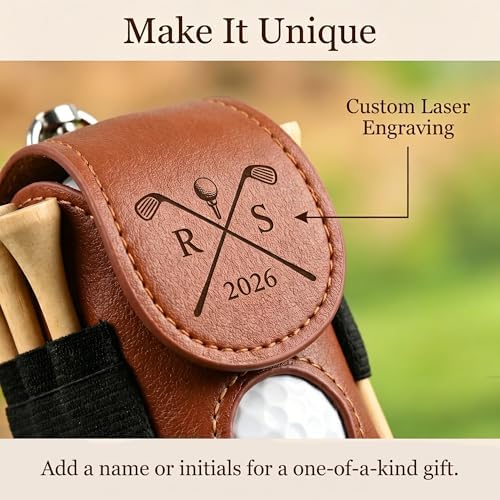 Personalized Leather Golf Ball Pouch – Custom Name or Initials – Portable Golf - Image 5