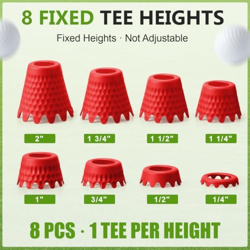 Foilswirl Golf Simulator Tees, 8 Fixed Heights Indoor Golf Mat Tees - Image 2