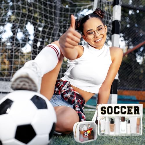 Hillban 2 Pcs Soccer Gifts Girls Accessories Soccer Makeup Cosmetic Bag - Image 5