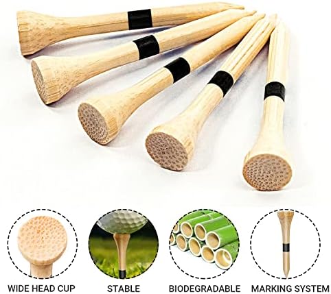 SAPLIZE Bamboo Golf Tees Pack of 100 or 150, Four Size Options, Stable and - Image 3
