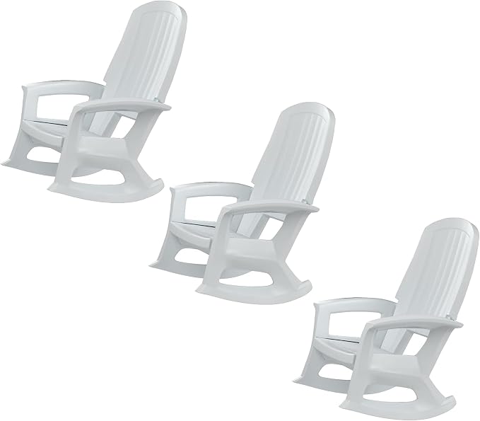 Rockaway Heavy Duty All Weather Rocking Chair, 3 Pack | Polyethylene Outdoor by Semco