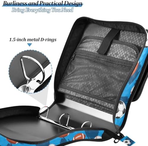 Zipper Binder Bag 3 Ring File Folder Portfolio Organizer Zippered Binder Bags - Image 7