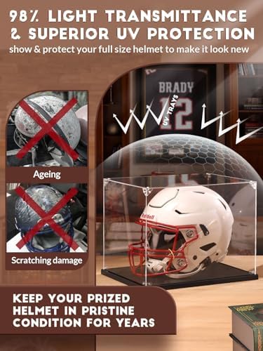 JupDec Football Helmet Display Case, Full Size Acrylic Baseball Motorcycle - Image 4