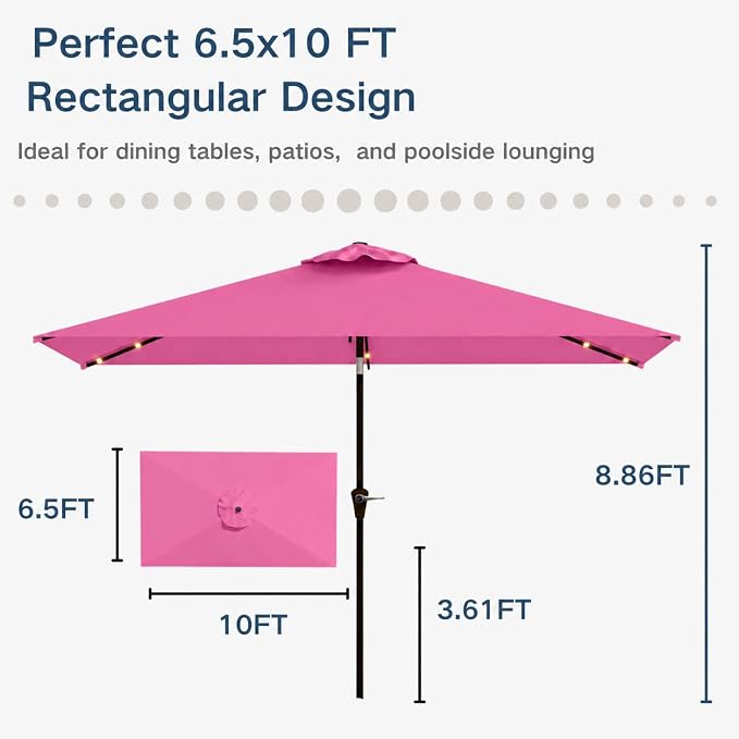6.5 x 10ft Rectangular Patio Umbrella - Image 3