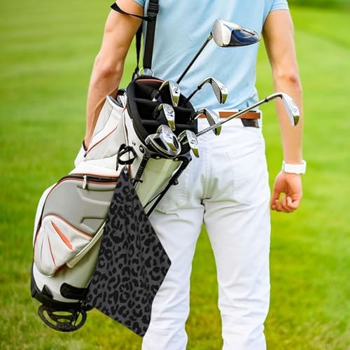 Black Leopard Cheetah Golf Towels – Premium Microfiber Waffle Pattern Towel - Image 5