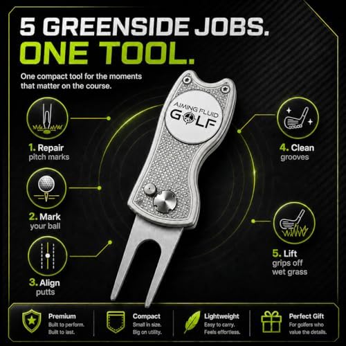 Golf Divot Repair Tool — 5-in-1 Golfing Ball Marker, Pitch Mark Repair - Image 2