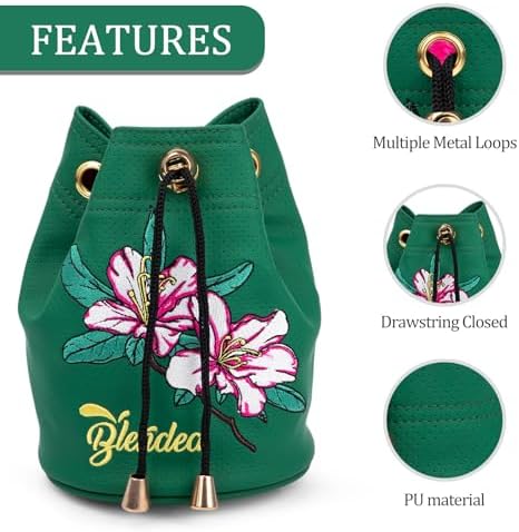 Golf Valuables Pouch, Bucket Waist Design Golf Pouch Bag Azalea Embroidery Tee - Image 3
