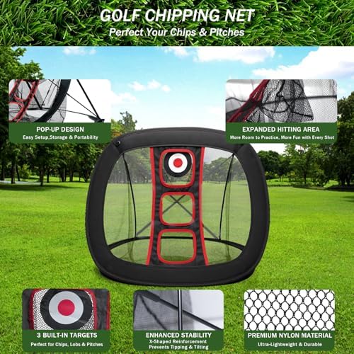 Golf Chipping Net Set with Mat & 12 Practice Balls - Image 5