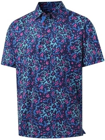 M MAELREG Mens Golf Shirt Short Sleeve Dry Fit Print Moisture Wicking by MAELREG