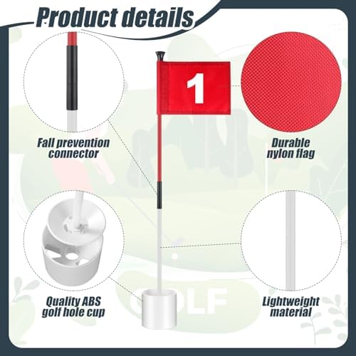 6 Golf Flagstick Set, Putting Green Flags - Image 3