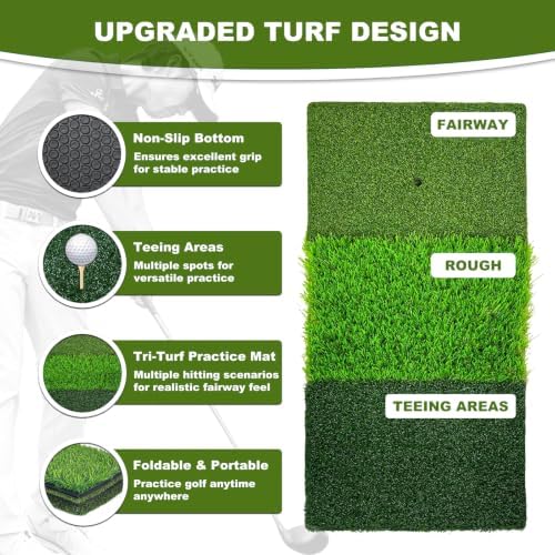 Foldable Tri-Turf Golf Hitting Mat, Non-Slip & Durable Outdoor Practice Mat - Image 4