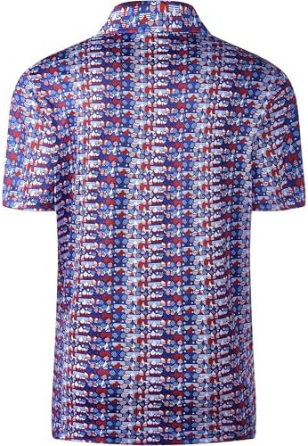 Mens Golf Shirt Short Sleeve Dry Fit Print Moisture Wicking Performance - Image 3