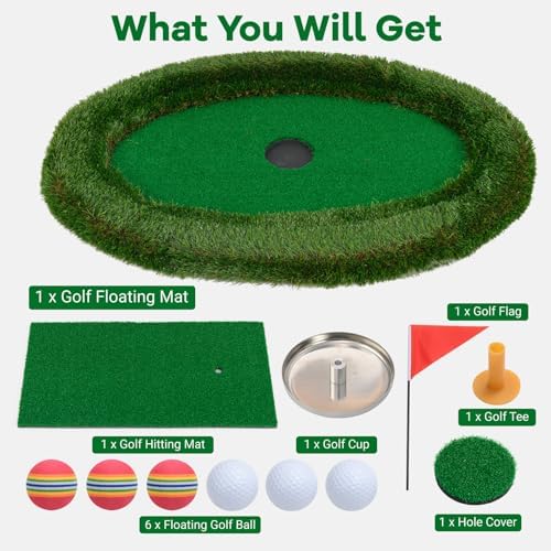 ULTIMATE Floating Golf Green for Pool, Floating Chipping Green Mat w/Hitting Mat - Image 2