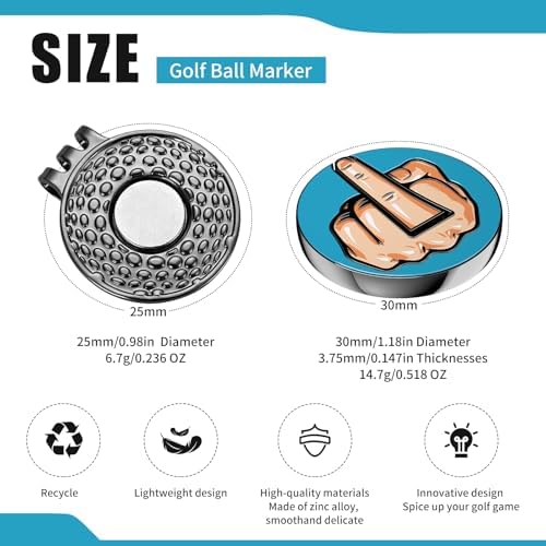 Premium Magnetic Middle Finger Golf Ball Marker Cap Clip Set - Image 3