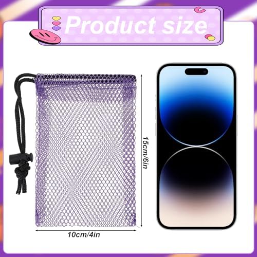 10 Pcs Drawstring Mesh Bags Small Colorful Nylon Net Storage Bags 6 x 4 Inch - Image 2