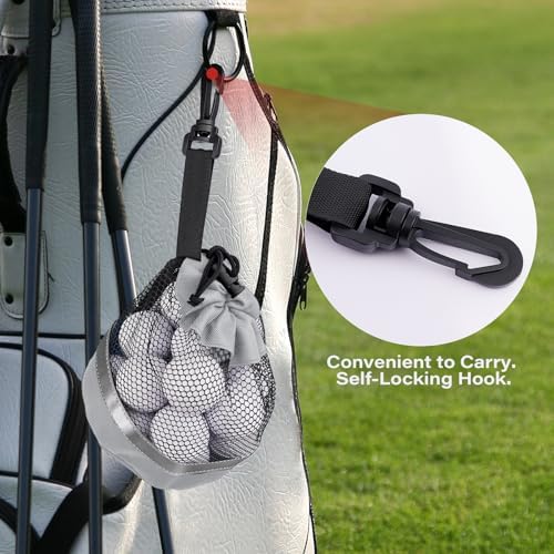 3PCS Mesh Golf Ball Bags with Reflective Strip, Nylon Bag - Image 6