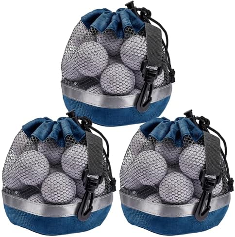 3PCS Mesh Golf Ball Bags with Reflective Strip, Nylon Bag by Unknown