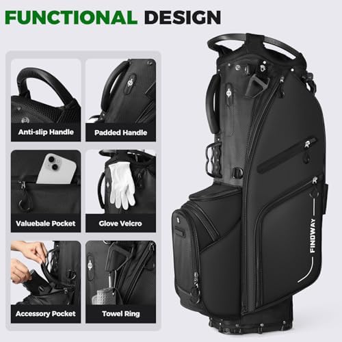 Findway 14 Way Golf Stand Bag, Lightweight Golf Bag - Image 5