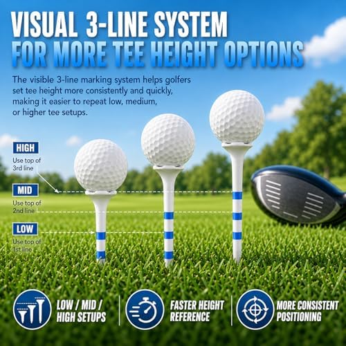 Oversized Head Golf Tees – 115 Pack, 3-1/4" & 1-1/2" Mixed Sizes, 4-Prong Low - Image 5