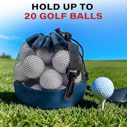3PCS Golf Ball Bags with Drawstring, Nylon Mesh Bag - Image 2