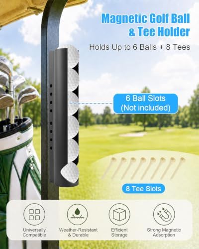 Magnetic Golf Cart Speaker Mount & Ball Holder Set, Tee Storage Rack - Image 4