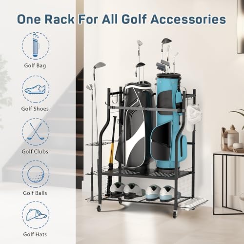 PLKOW Golf Bag Storage Rack for Garage, Golf Equipment Organizer - Image 5