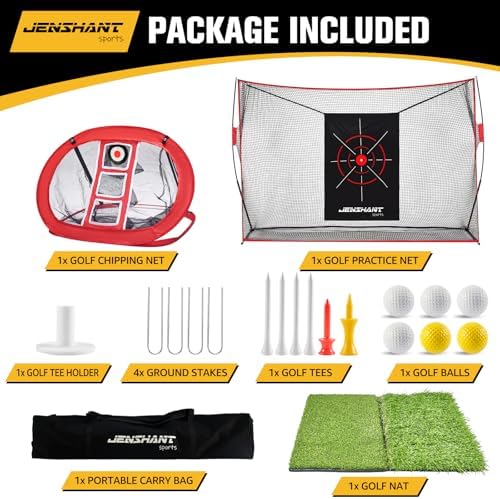 10x7ft Golf Practice Net with Chipping Target, Foldable Mat, 8 Tees & 6 Balls – - Image 3