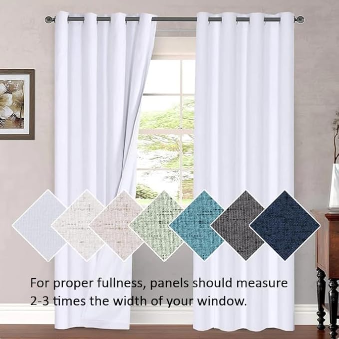 H.VERSAILTEX Linen Blackout Curtains 63 Inches Long 100% Absolutely Blackout - Image 8