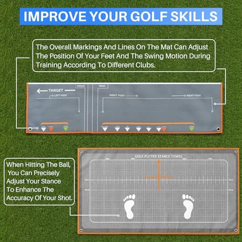 Golf Putting Mat & Golf Stance Training Towel Set, A Golf Putting Practice Aid - Image 4