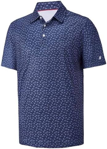 Mens Golf Shirt Short Sleeve Dry Fit Print Moisture Wicking Performance by FTFENTENG