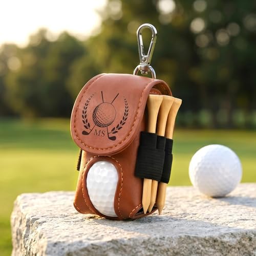 Personalized Leather Golf Ball Pouch – Custom Name or Initials – Portable Golf by Unknown