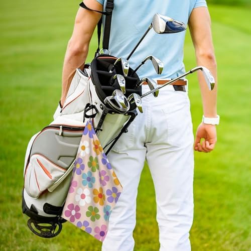 Cute Floral Golf Towel, Funny Colorful Flowers Printed Golf Towel - Image 7