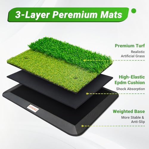LYDARZ Portable & Foldable Golf Practice Mat – Dual-Turf Golf Hitting Mat - Image 3