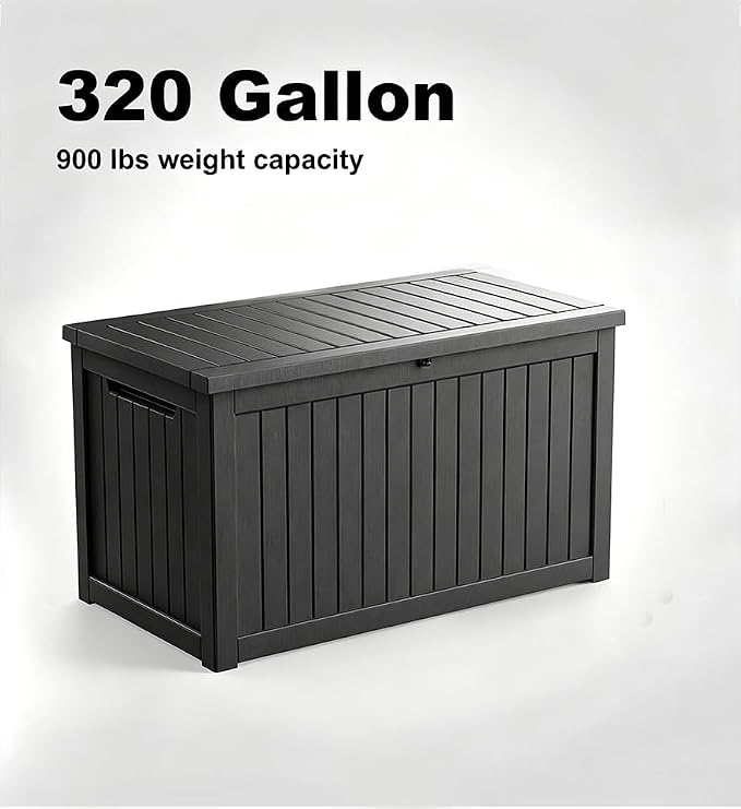 320 Gallon Large Outdoor Storage Box Waterproof, UV Resistant Resin Deck Box - Image 2