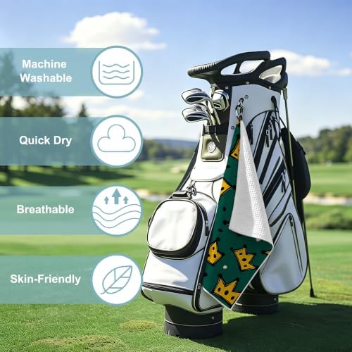 Yellow Crown Golf Towel with Bag Clip, Gift - Image 3