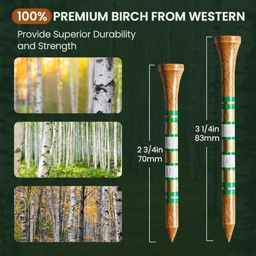 FINGER TEN Wooden Golf Tees Western Birch 100 Pack - Image 3