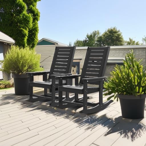 GREENVINES Oversized Outdoor Rocking Chairs Set of 2, HDPE Rocker - Image 5