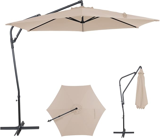 10FT Outdoor Offset Umbrella, Cantilever Patio Umbrella by AEOutdoorUSA