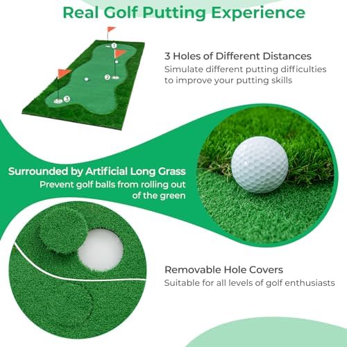 GYMAX Putting Green, 10FT Large Golf Practice Training Mat - Image 5
