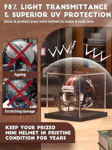 JupDec Mini Helmet Display Case, Acrylic Clear 1/2 Football Baseball Helmet - Image 4