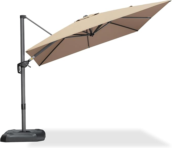 PURPLE LEAF Patio Outdoor Umbrella 9' x 9' Square All-Weather Tapue | Large - Image 8