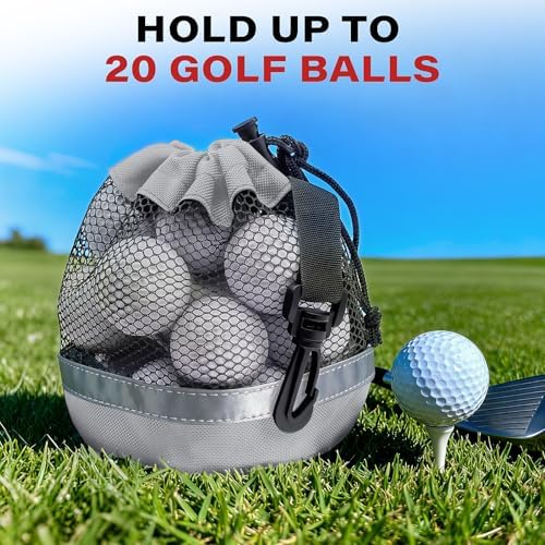 3PCS Mesh Golf Ball Bags with Reflective Strip, Nylon Bag - Image 2