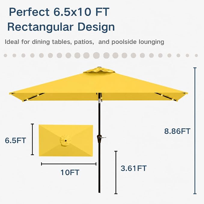 6.5 x 10ft Rectangular Patio Umbrella - Image 3