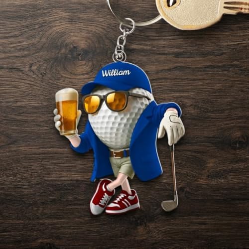 LASFOUR Personalized Golf Player Keychain, Golf Ball Gift - Image 7